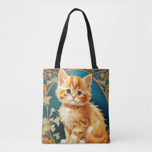 Alphonse Mucha Art Nouveau Cat Tote Bag