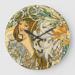 Alphonse Mucha Art Nouveau Clock at Zazzle
