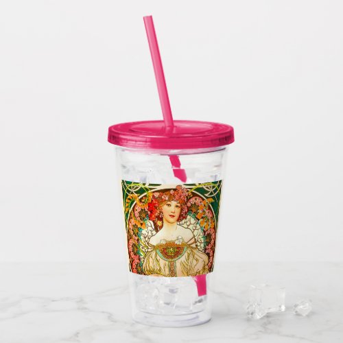 Alphonse Mucha Art Nouveau Daydream Acrylic Tumbler