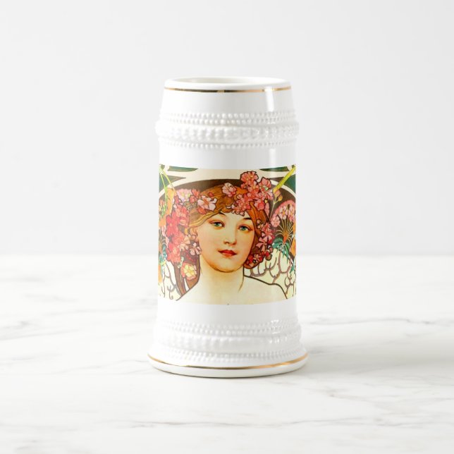 Alphonse Mucha Art Nouveau Daydream Beer Stein (Center)