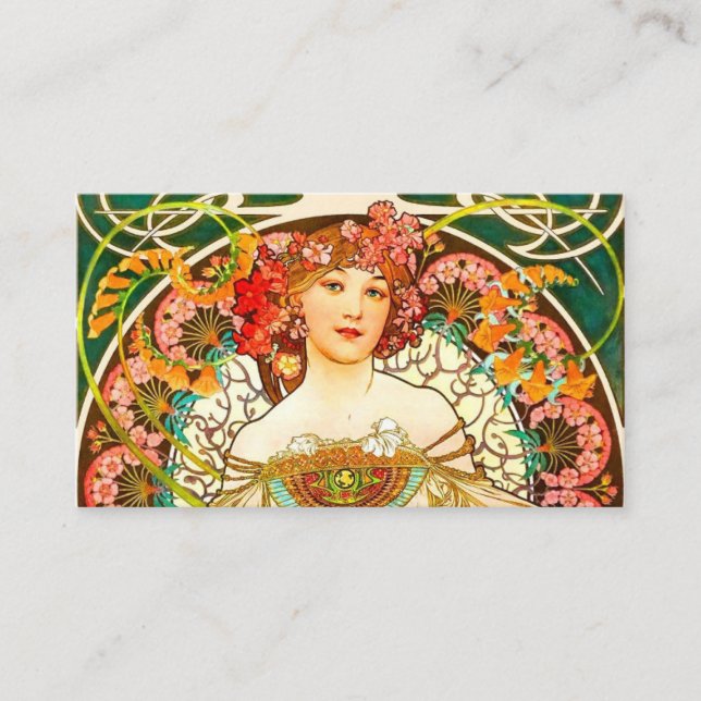 Alphonse Mucha Art Nouveau Daydream Enclosure Card (Front)