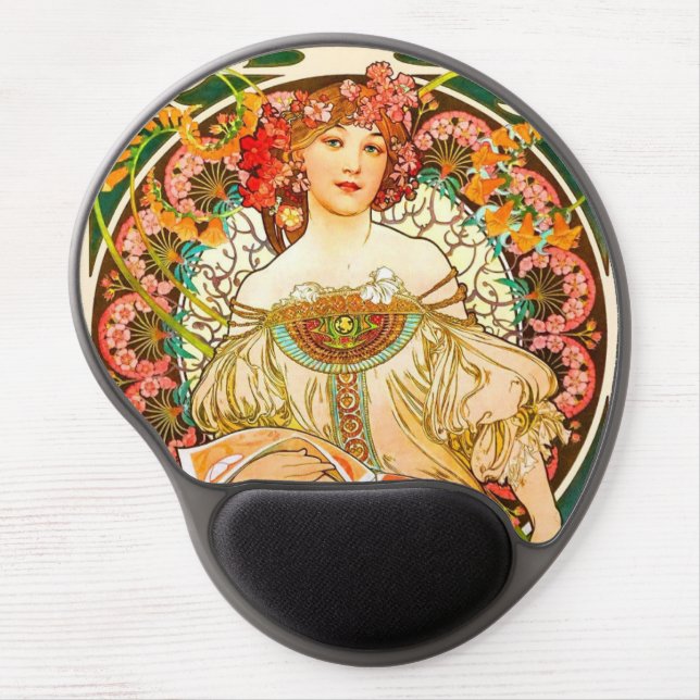Alphonse Mucha Art Nouveau Daydream Gel Mouse Pad (Front)