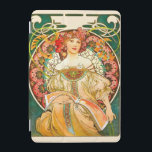 Alphonse Mucha Art Nouveau Daydream iPad Mini Cover<br><div class="desc">iPad Cover featuring Alphonse Mucha’s lithograph Reverie (1897). A portrait of a woman in a white dress reads a book,  sitting in front of pink and orange flowers. A great gift for fans of Art Nouveau and Bohemian art.</div>