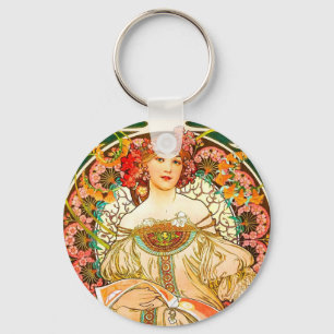 Alphonse Mucha Art Nouveau Daydream Keychain