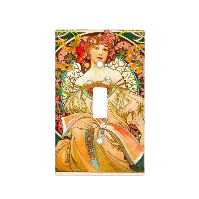 Alphonse Mucha Art Nouveau Daydream Light Switch Cover (Front)