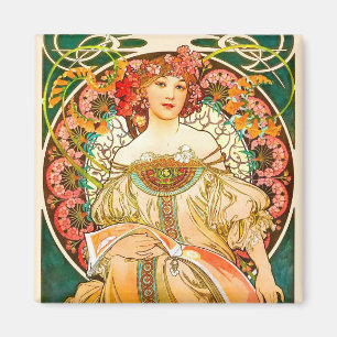 Alphonse Mucha Art Nouveau Daydream Magnet