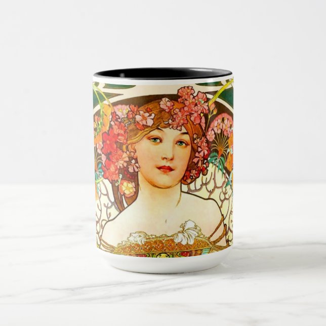 Alphonse Mucha Art Nouveau Daydream Mug (Center)