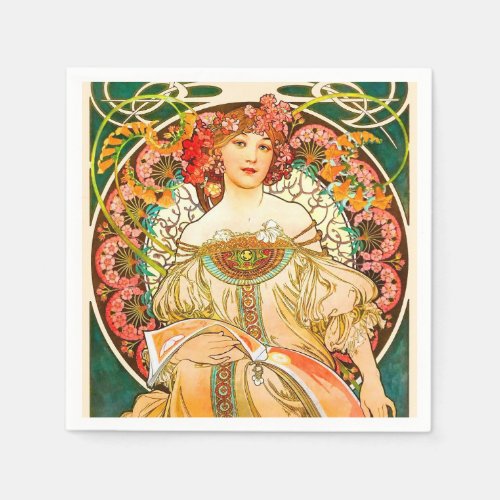 Alphonse Mucha Art Nouveau Daydream Napkins