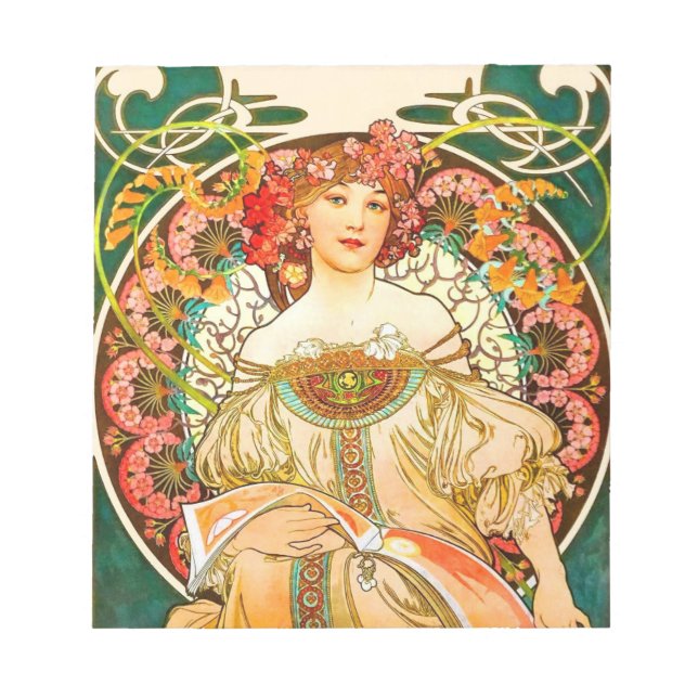 Alphonse Mucha Art Nouveau Daydream Notepad (Front)