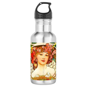 Alphonse Mucha Art Nouveau Daydream Stainless Steel Water Bottle