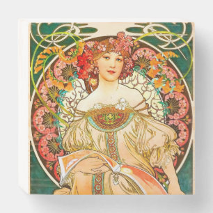 Alphonse Mucha Art Nouveau Daydream Wooden Box Sign