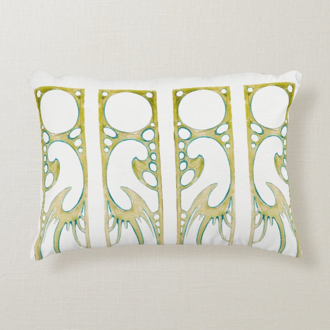 Alphonse Mucha art nouveau decorative frame stripe Accent Pillow (Front)