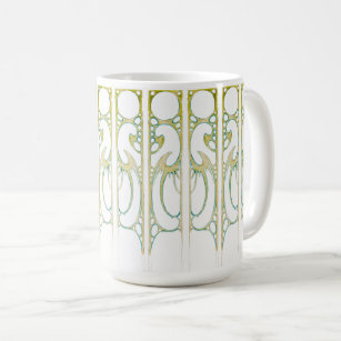 Alphonse Mucha art nouveau decorative frame stripe Coffee Mug