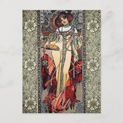 ALPHONSE MUCHA ART NOUVEAU FALL MAIDEN 1900s Postcard