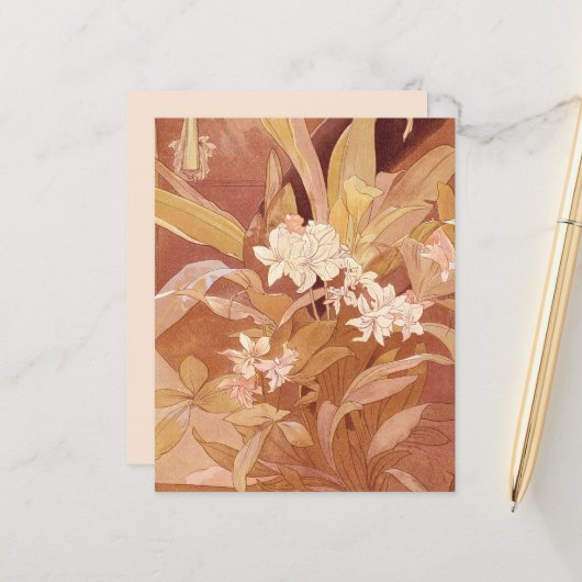 Alphonse Mucha Art Nouveau Floral Detail (Front/Back In Situ)