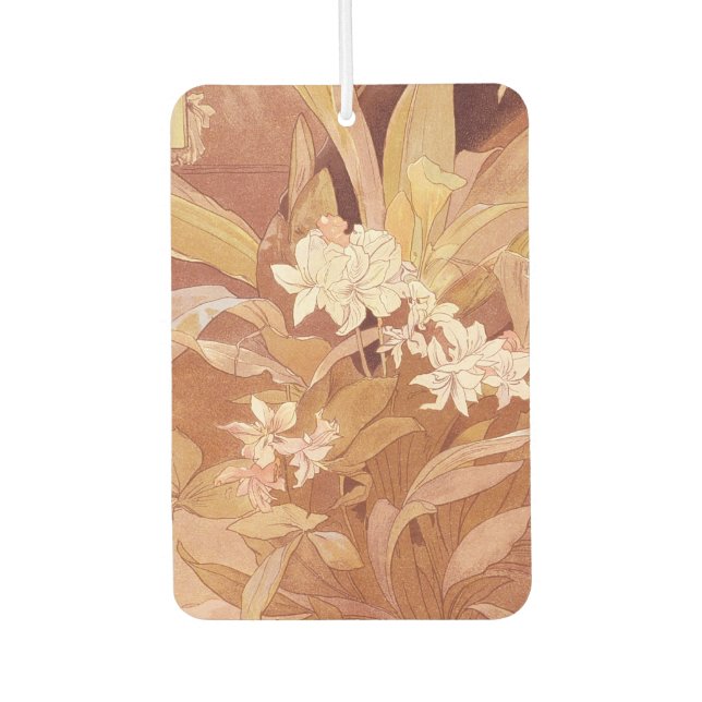 Alphonse Mucha Art Nouveau Floral Detail Air Freshener (Front)