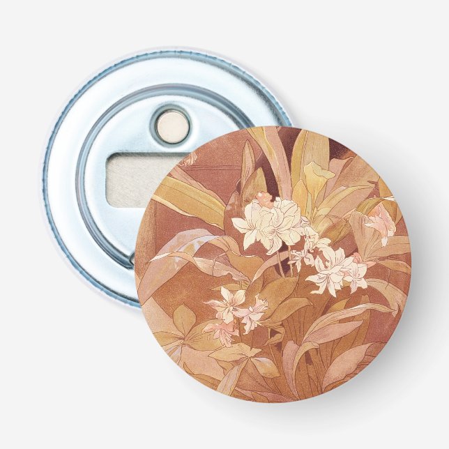 Alphonse Mucha Art Nouveau Floral Detail Bottle Opener (Front)