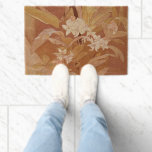 Alphonse Mucha Art Nouveau Floral Detail Fiber Doormat