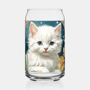Alphonse Mucha Art Nouveau Kitten Can Glass