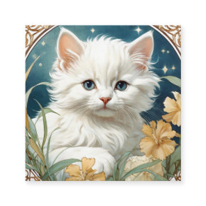 Alphonse Mucha Art Nouveau Kitten Enclosure Card