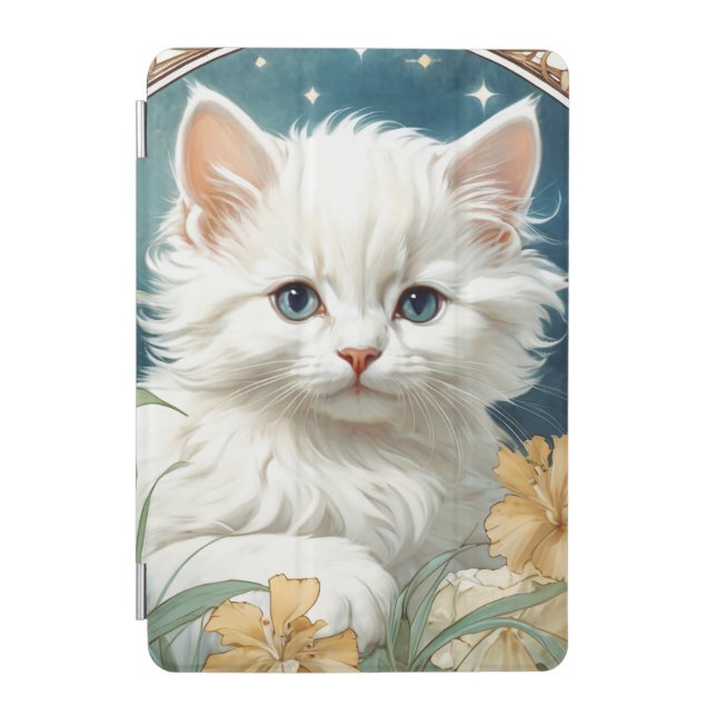 Alphonse Mucha Art Nouveau Kitten iPad Mini Cover (Front)