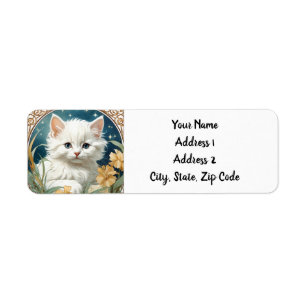 Alphonse Mucha Art Nouveau Kitten Label
