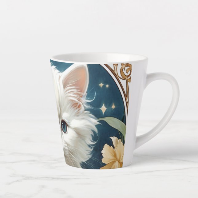 Alphonse Mucha Art Nouveau Kitten Latte Mug (Right)