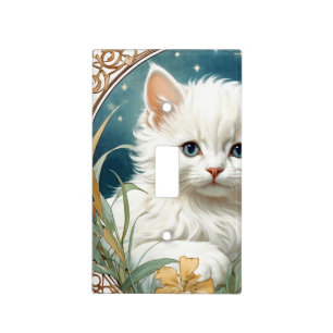 Alphonse Mucha Art Nouveau Kitten Light Switch Cover