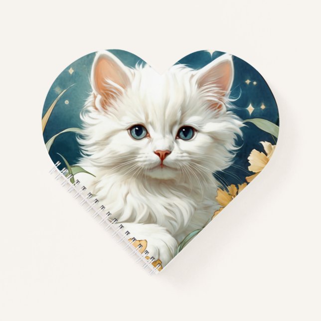 Alphonse Mucha Art Nouveau Kitten Notebook (Front)