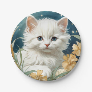 Alphonse Mucha Art Nouveau Kitten Paper Plates