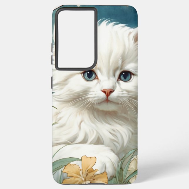 Alphonse Mucha Art Nouveau Kitten Samsung Galaxy Case (Back)