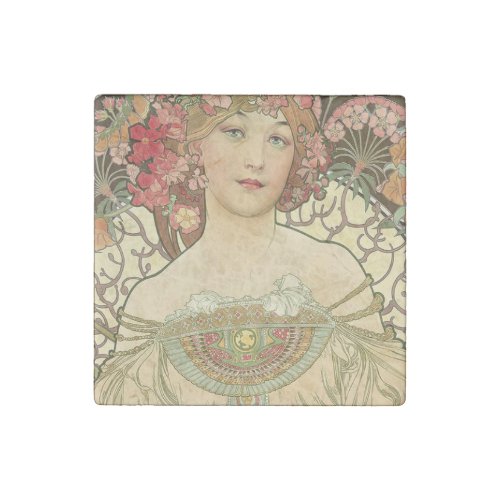 Alphonse Mucha â Art Nouveau Master Stone Magnet