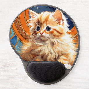 Alphonse Mucha Art Nouveau Orange Cat Gel Mouse Pad