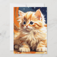 Alphonse Mucha Art Nouveau Orange Cat