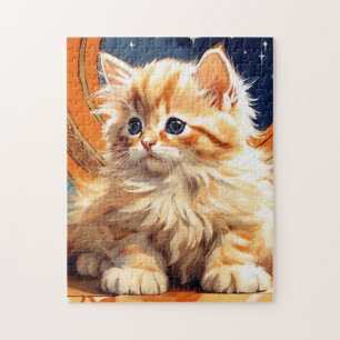 Alphonse Mucha Art Nouveau Orange Cat Jigsaw Puzzle