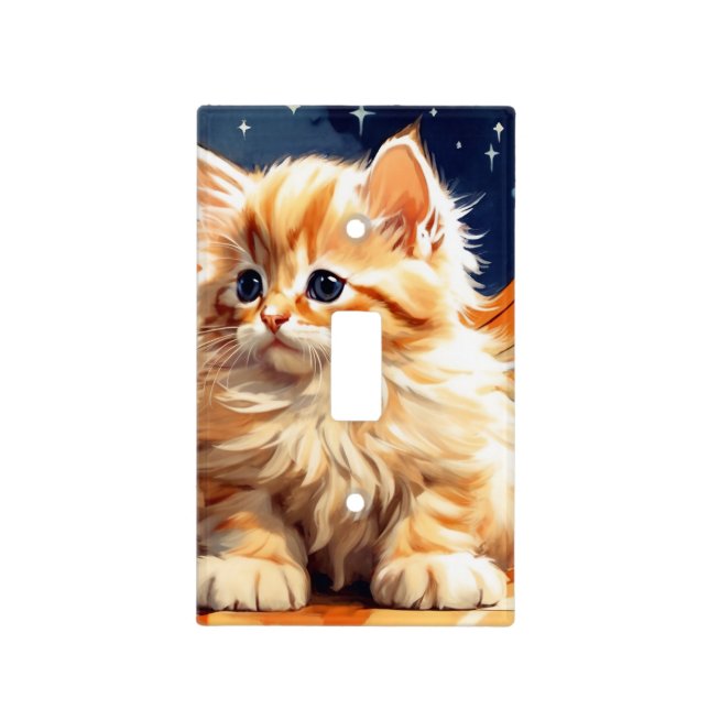 Alphonse Mucha Art Nouveau Orange Cat Light Switch Cover (Front)