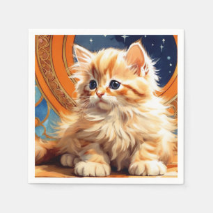 Alphonse Mucha Art Nouveau Orange Cat Napkins