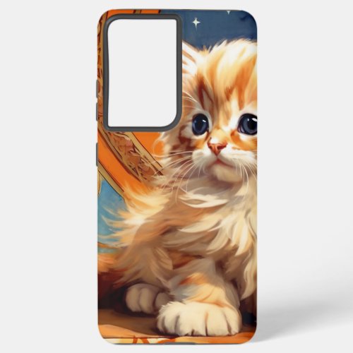 Alphonse Mucha Art Nouveau Orange Cat Samsung Galaxy S21 Ultra Case
