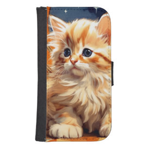 Alphonse Mucha Art Nouveau Orange Cat Galaxy S4 Wallet Case