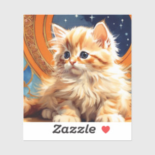 Alphonse Mucha Art Nouveau Orange Cat Sticker