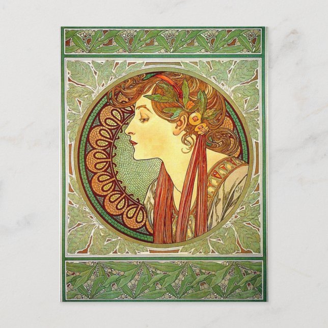 Alphonse Mucha Art Nouveau Postcard (Front)