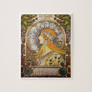 Alphonse Mucha Art Nouveau Poster La Plume Jigsaw Puzzle
