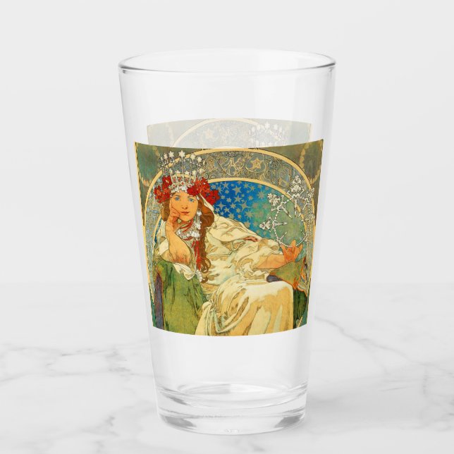 Alphonse Mucha Art Nouveau Princess Hyacinth Glass (Front)