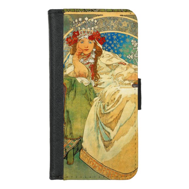 Alphonse Mucha Art Nouveau Princess Hyacinth iPhone Wallet Case (Front)