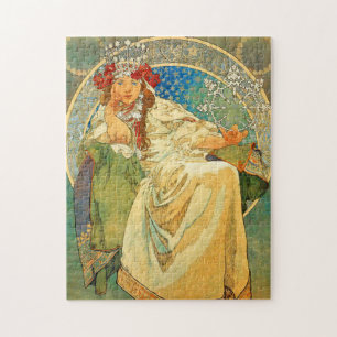 Alphonse Mucha Art Nouveau Princess Hyacinth Jigsaw Puzzle