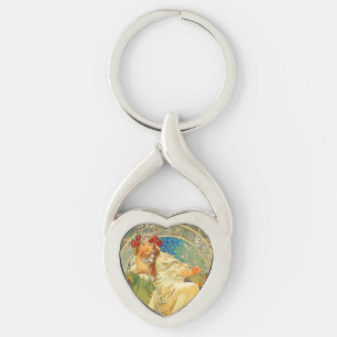 Alphonse Mucha Art Nouveau Princess Hyacinth Keychain