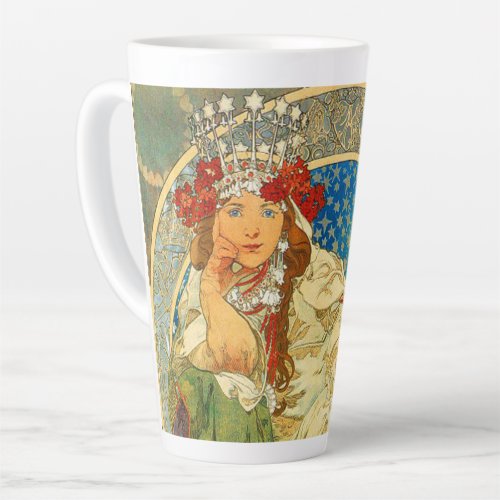 Alphonse Mucha Art Nouveau Princess Hyacinth Latte Mug