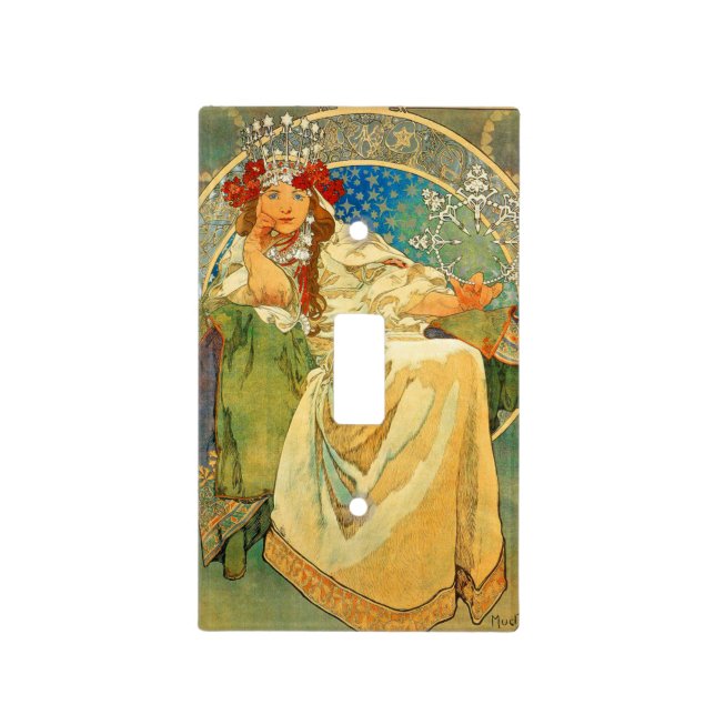 Alphonse Mucha Art Nouveau Princess Hyacinth Light Switch Cover (Front)