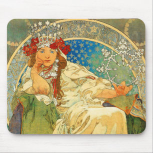 Alphonse Mucha Art Nouveau Princess Hyacinth Mouse Pad