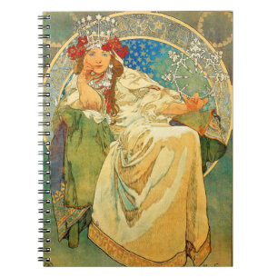 Alphonse Mucha Art Nouveau Princess Hyacinth Notebook